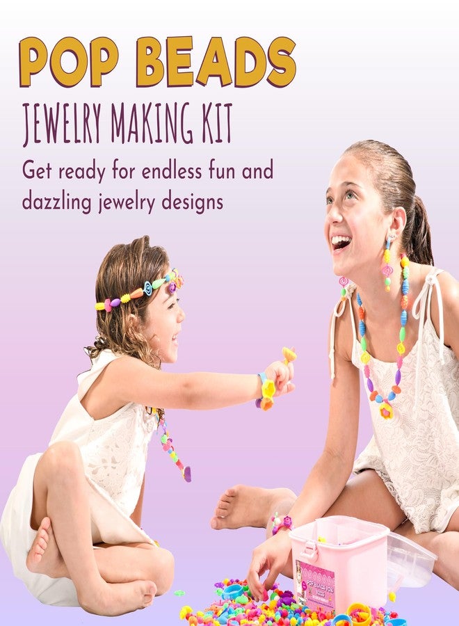 Orian Pop Beads Jewelry Kit for Girls - 550+ Colorful Snap Beads to Create Bracelets, Necklaces & Rings, Fun DIY Set with Unicorn Gift Bag, Ages 3+ - Image 2